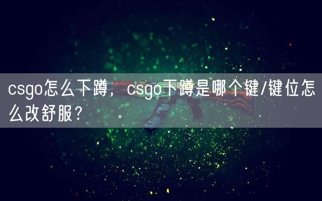 csgo怎么下蹲，csgo下蹲是哪个键/键位怎么改舒服？
